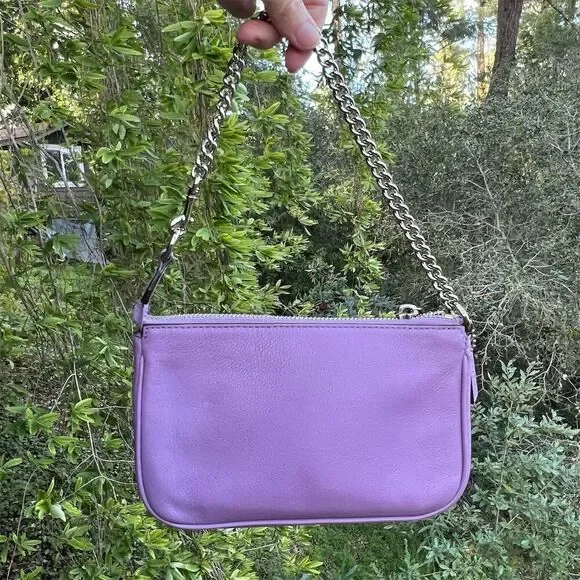 COACH Purple Pebble Leather Shoulder Bag Clutch w Silver Hardware AUTHENTIC - Picture 2 of 9